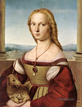 Dame mit einem Einhorn Renaissance Meister Raphael Ölgemälde